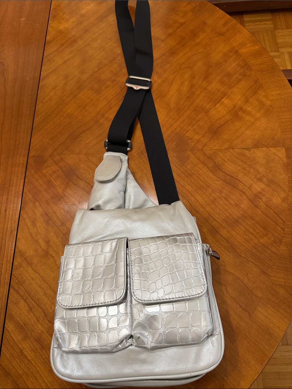 TRAVELON Silver Crossbody Sling Bag
